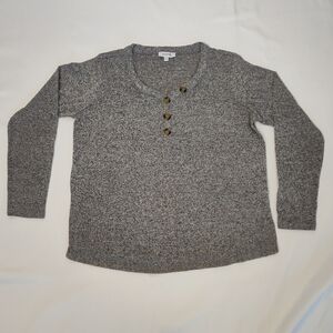 Women's my STYLE large long sleeve pullover top grey print